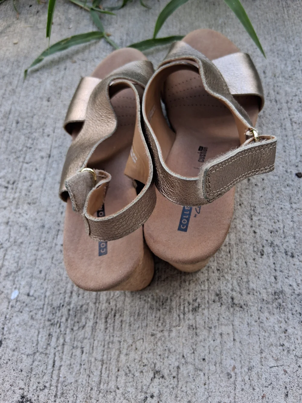 Clarks Metallic Gold Leather Slingback Sandals